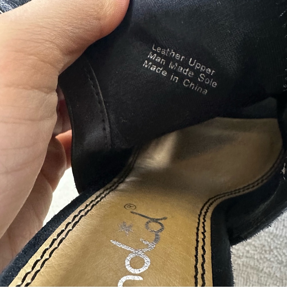 Black Suede Peep Toe Heeled Booties - Picture 6 of 16